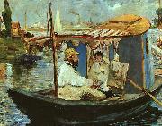 Claude Monet Working on his Boat in Argenteuil Edouard Manet